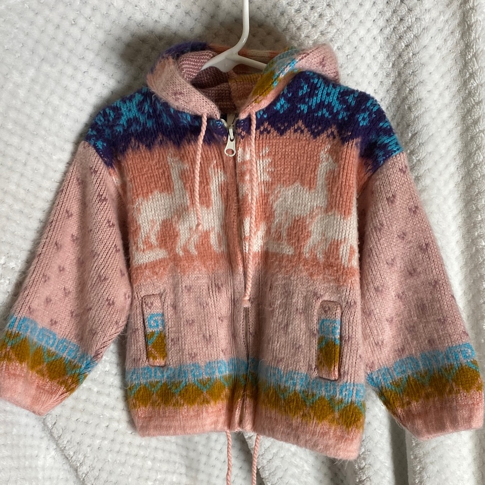 Yari artesanias Pink and Blue Hooded Sweater